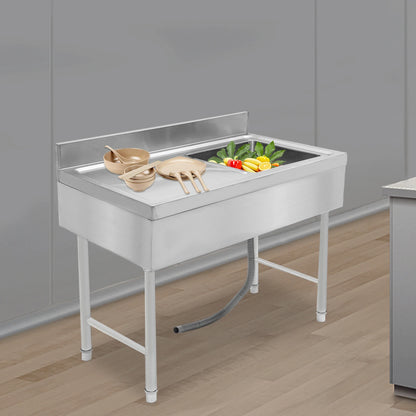 Silbernes freistehendes Edelstahlspülbecken – 39 x 20 x 31 Zoll, kommerzielle Qualität, 330 Pfund Kapazität, für den Innen- und Außenbereich