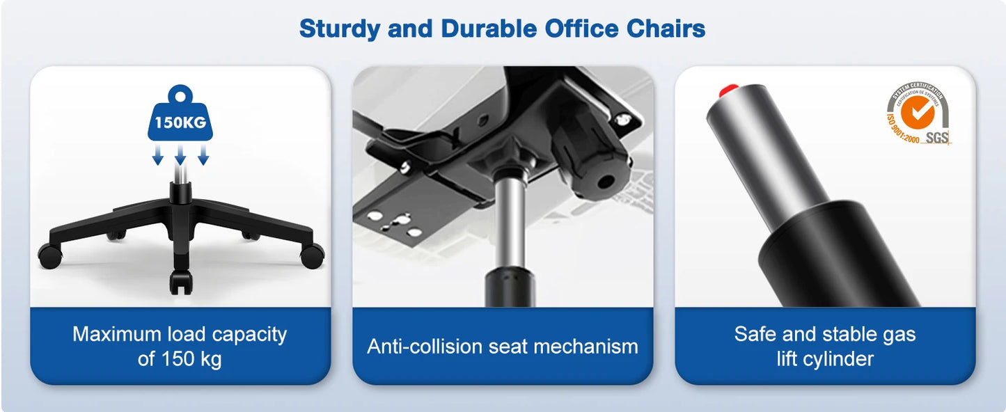 AUTHMIC Ergonomischer Bürostuhl, Netzrückenlehne, verstellbare Armlehnen, Lordosenstütze, drehbarer Schreibtischstuhl für das Heimbüro