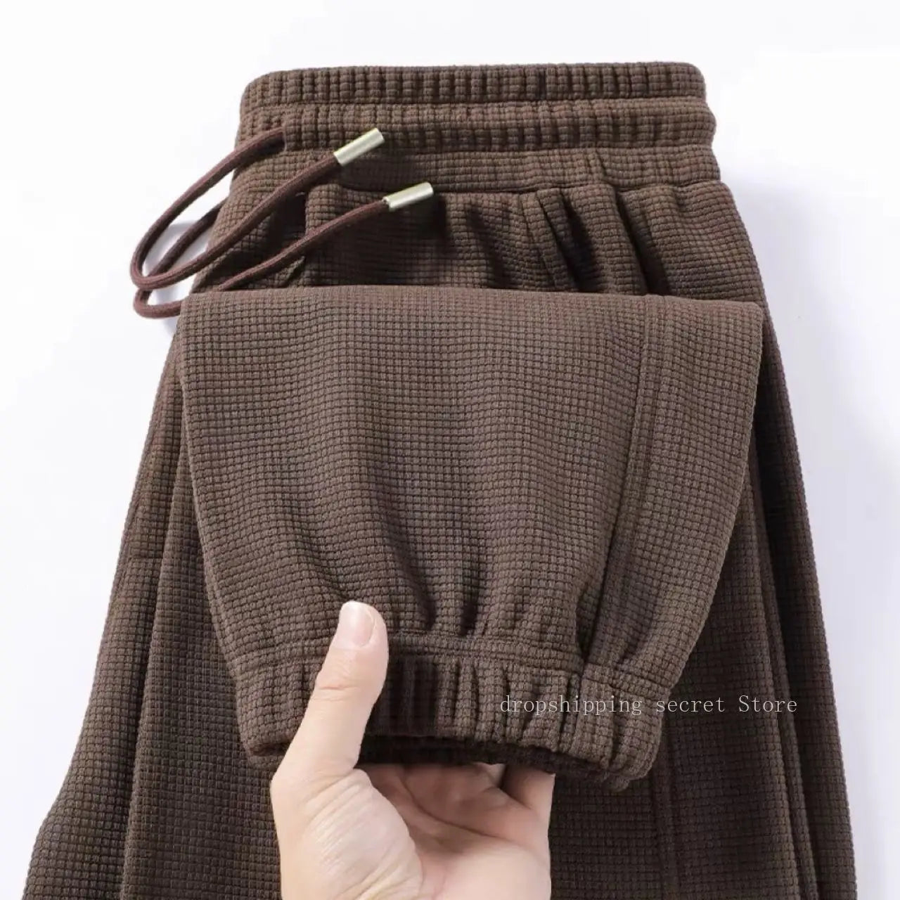 Men's Breathable Casual Pants, Heavyweight Waffle Style Loose Straight Leg Pants Jogging Pants Men's Trousers.