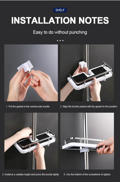 Dusche Lagerung Halter Bad Regal Pole Regale Shampoo Tablett Stehen Kein Bohren Hebe Stange Dusche Kopf Halter Rack Organizer