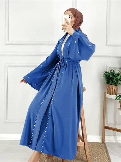 Ramadan Open Muslim Kimono Abaya Dubai Turkey Islam Arabic Abayas For Women Hijab Dress Kebaya Robe Femme Musulmane Kaftans.