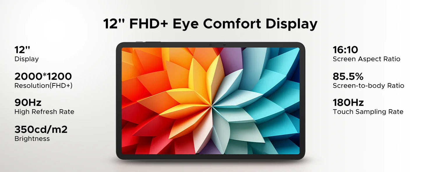 DOOGEE T36 Smart Tablet PC Android 15 12'' Display 32GB RAM (8GB+24GB) 256GB Unisoc T620 Octa Core 8800mAh Battery Widevine L1.