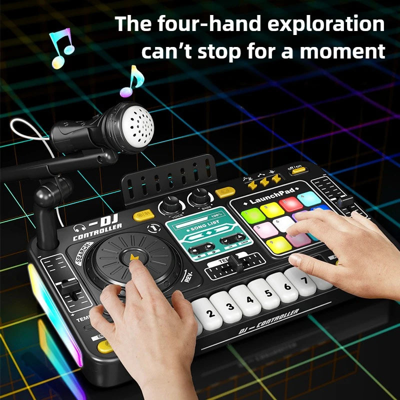 Multifunctional DJ Mixer Children Simulation DJ Controller Live Sound Card Music Player Whac A Mole Game Toys Kids Birthday Gift.