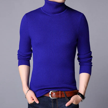 Turtleneck Pullovers Sweaters Men 2020 Autumn Winter Solid Color Long Sleeve Knitting Sweater Thickening Men's Bottoming Shirt.