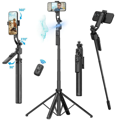Auto Face Tracking Selfie Stick Tripod 360° Rotation for iPhone Camera 64" Extendable Auto Tracking Phone Holder Motion Tripod.