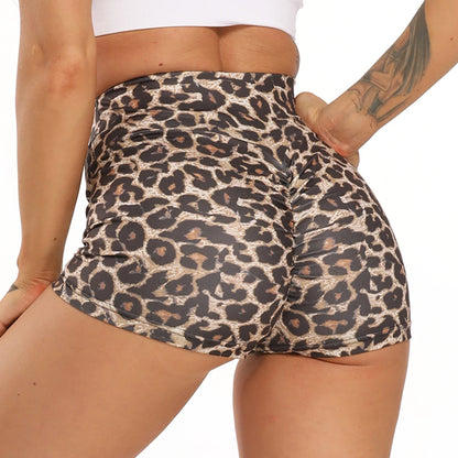 Sexy Booty Shorts Women Quick Drying Push Up Femme Shorts High Waist Workout Gym Shorts Stripe Leopard Fitness Running Shorts.