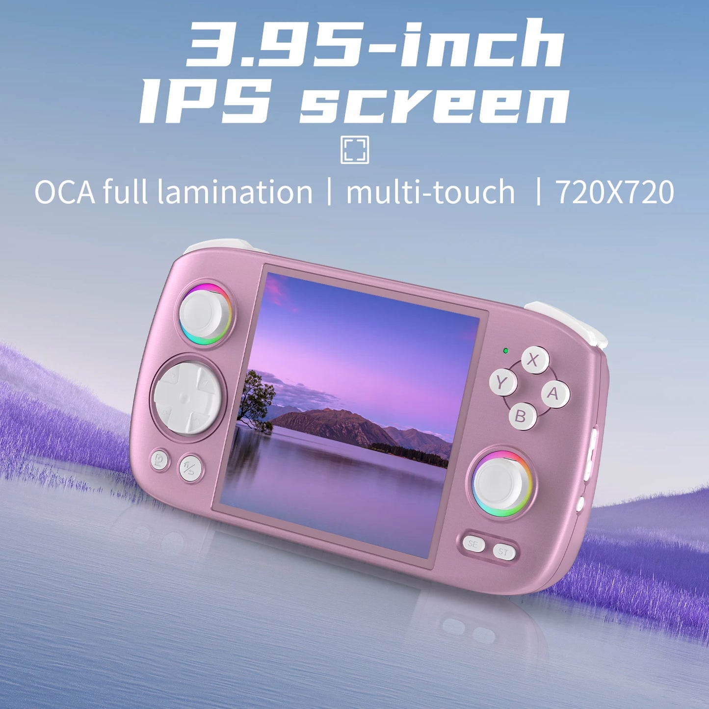 ANBERNIC RGCube Handheld Game Console Android 13 Game Player 3.95" IPS Screen Unisoc T820 RGB Lighting RG Cube dual high-Speaker.