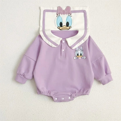 Neugeborenen Baby Strampler Socke Hut 3 stücke Set Cartoon Donald Daisy Ente Kleidung Jungen Mädchen Overall Infant Kurzarm Body k732