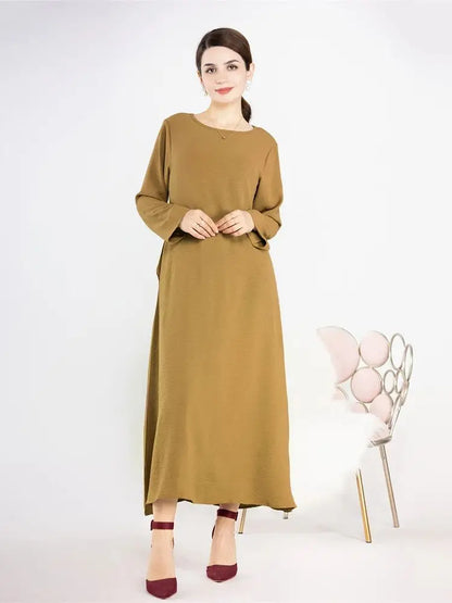 Ramadan Eid Solid Linen Dubai Abaya Turkey Islam Muslim Modest Dress Kaftan Prayer Clothes For Women Kebaya Robe Femme Musulmane