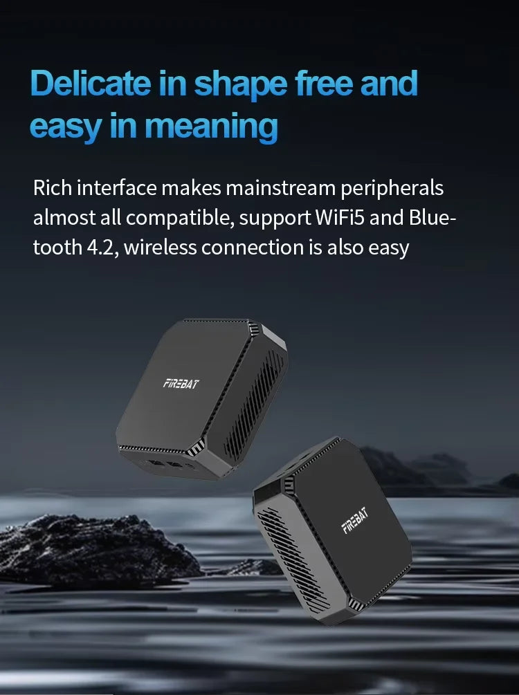 FIREBAT T2 Mini PC Intel N150 CPU Windows 11 DDR4 16GB RAM 512GB SSD WIFI5 BT4.2 Desktop Mini Computer For Work/Entertainment.