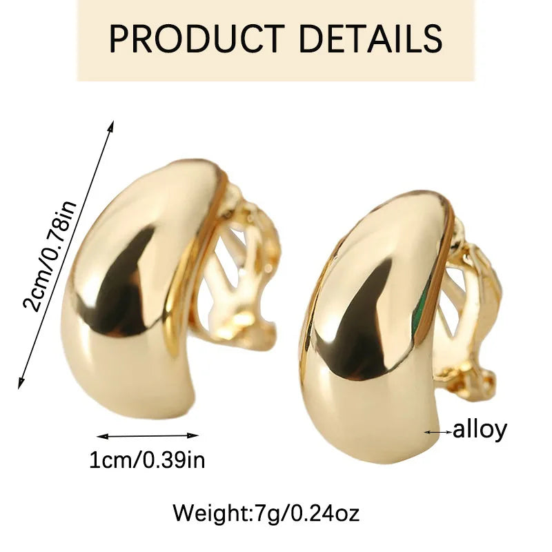 New French Light Luxury Droplet Shaped Ear Clip with No Ear Holes, High Grade, Simple and Smooth Female Earrings Accessories.