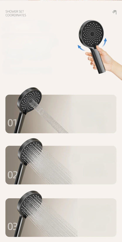 Four Ways Water Outlet Shower System Smart Digital Bathroom Shower Faucet Set Temperature Display Rainlfall Sunflower Shower Set