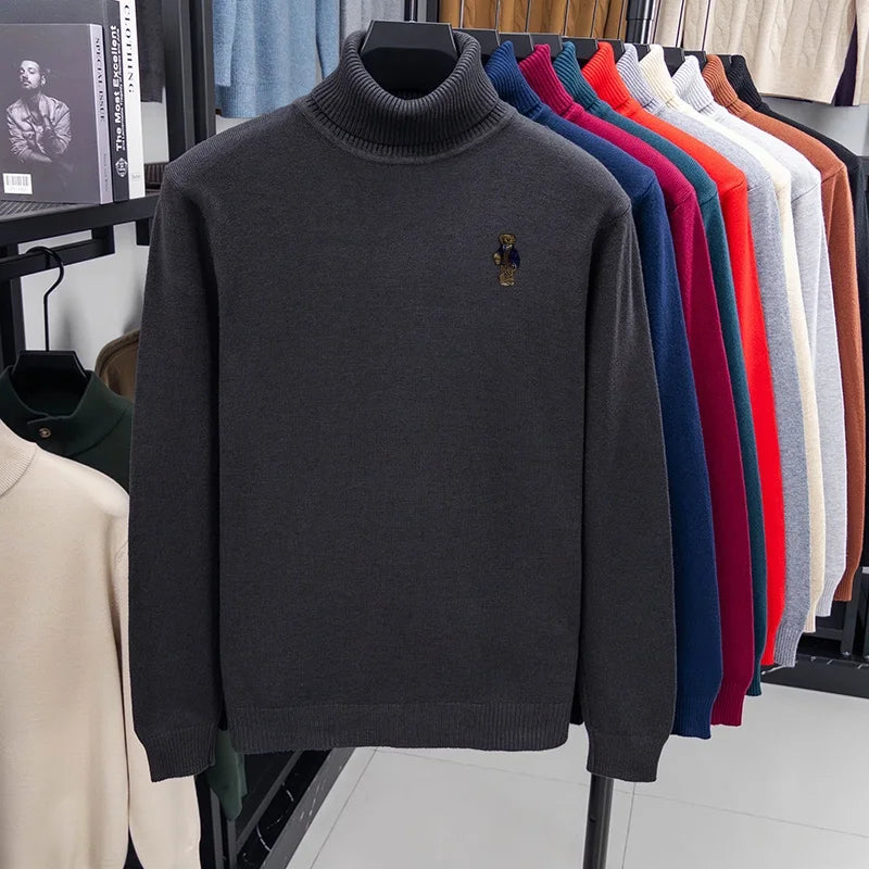 Designer Original Men's Turtleneck Knit Sweater High Neck Pullover Soft Warm Thick Anti-Pilling Casual Business Autumn Winter.