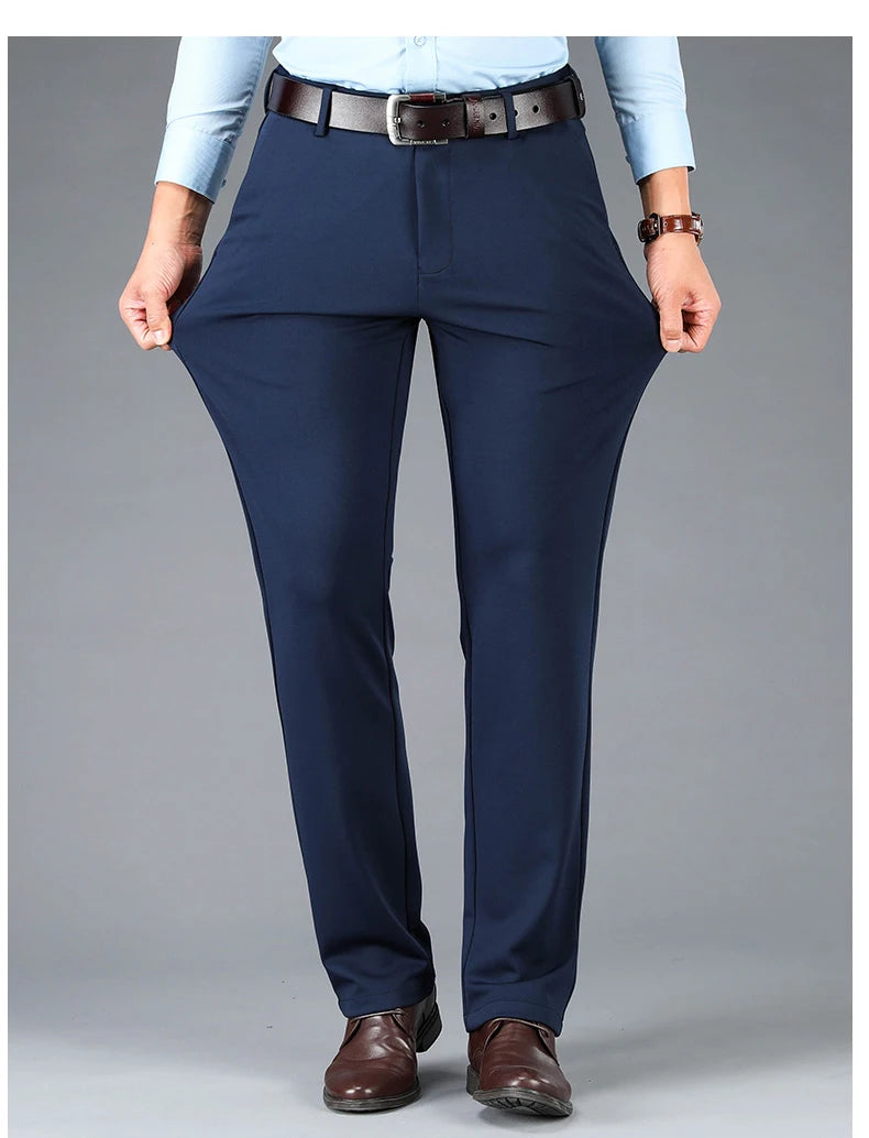 Men's Business Casual Pants Spring Summer Elastic Trousers Office Suit Pants Quick Dry Formal Pants Breathable Comfortable.