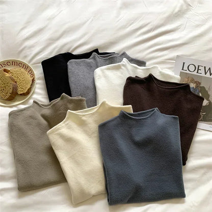 2025 Women Turtleneck Knitted Pullovers Solid Sweater Harajuku Korean Soft Warm Knitwear Autumn Winter Fashion Slim Jumpers Tops