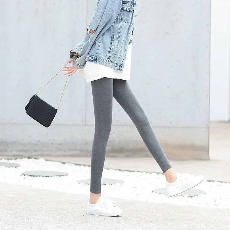 Hoch taillierte, dünne Leggings aus Modal-Baumwolle, Übergröße, Sicherheitshose, elastische Oberbekleidung, Leggings mit mittlerer Taille für Damen