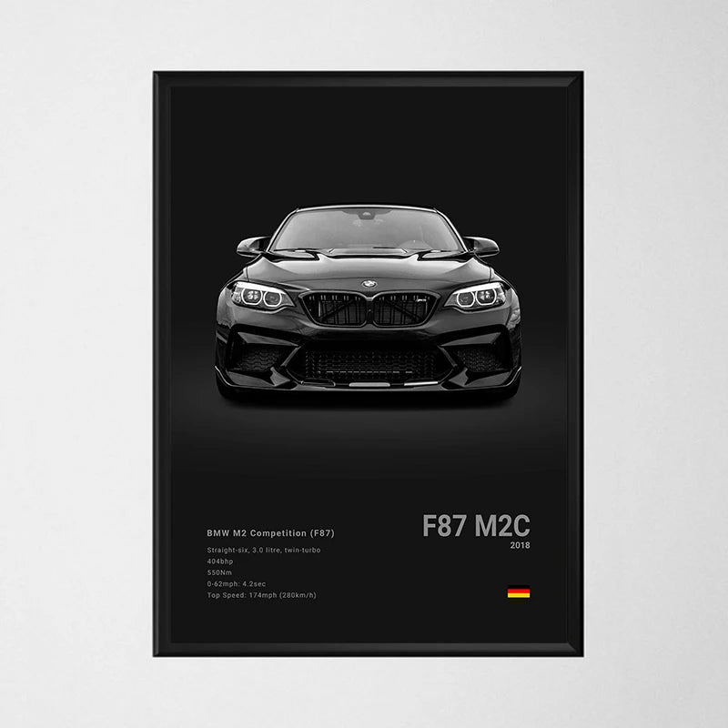 Black Background Sports Cars Poster and Prints F87 M3 M4 G90 E46 Luxury Car Canvas Painting Wall Art Pictures Room Office.