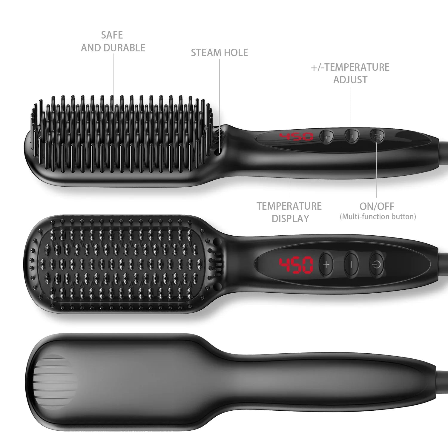 Hair Straightener for Women Hot Comb Anti-Scalding Hair Brush Ceramic Heating Lcd Display Dual Voltage Silent Hair Straightener.