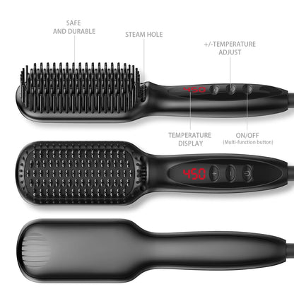 Hair Straightener for Women Hot Comb Anti-Scalding Hair Brush Ceramic Heating Lcd Display Dual Voltage Silent Hair Straightener.