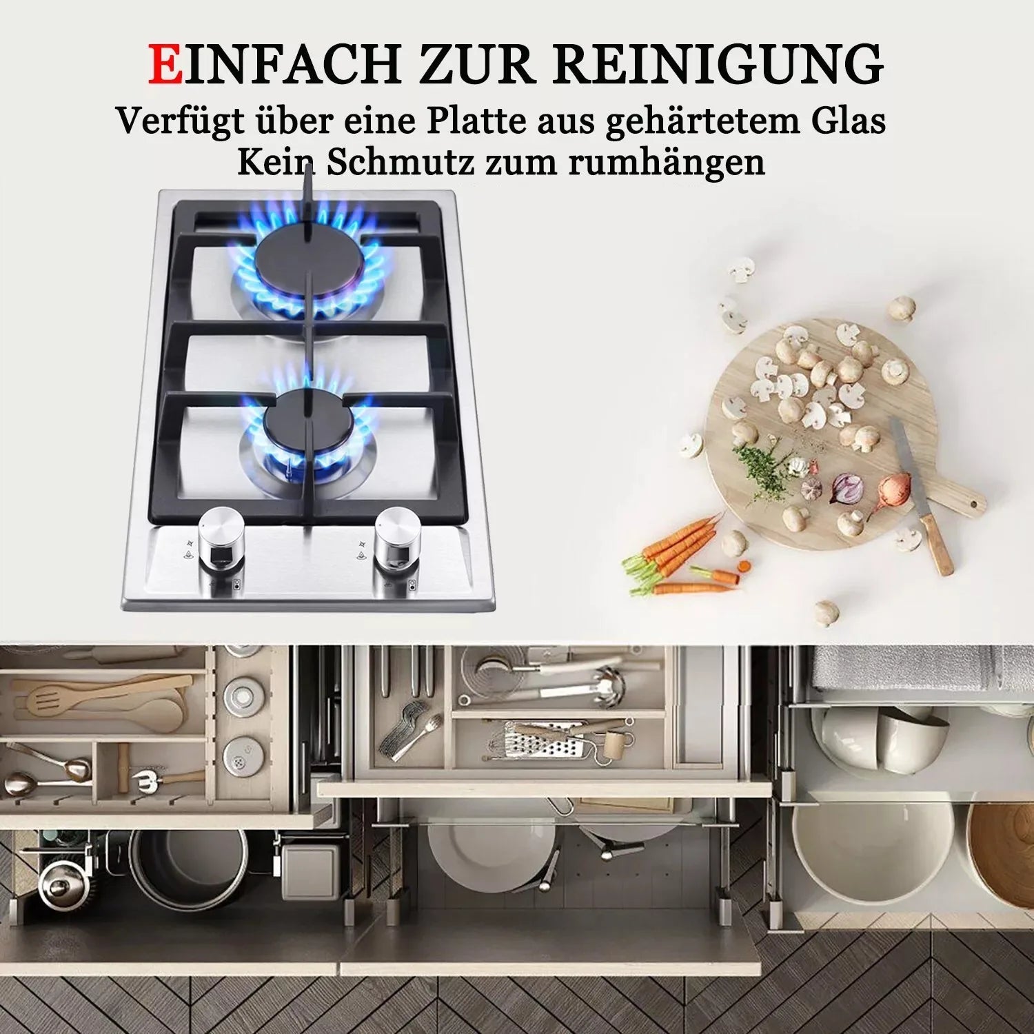 TopStrong  2-burner Stainless Steel with Automatic Flame Protection, Natural Gas Propane Built-in Gas Hob YYEUGCT-S02.