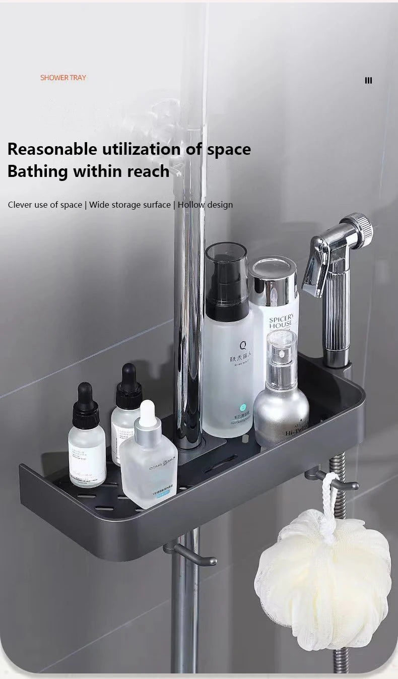 Haushalt Lift Ständer Dusche Rack Dusche Gel Lagerung Rack Badezimmer Perforation-Freies Dusche Stange Tablett