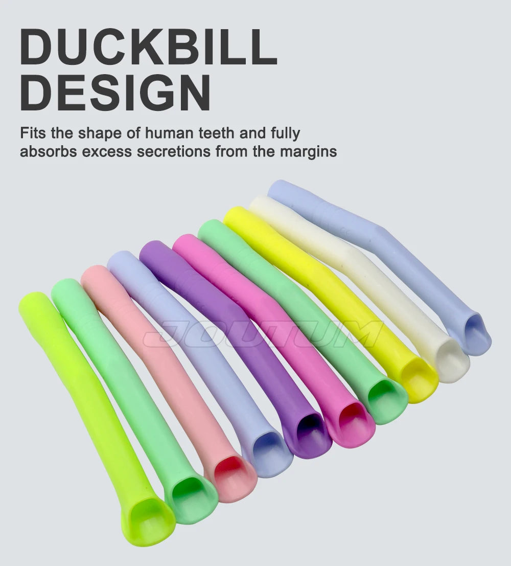 10pcs Dental Autoclavable Strong Suction Tips Dental Duckbill Evacuation Tips Aspirator Saliva Tube Suction Tips Dental Material.