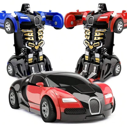 2 in 1 One-key Collision Deformation Car Toys Automatic Transformation Robot Plastic Vehicles Boys Toy Model Car Kids Baby Gift.