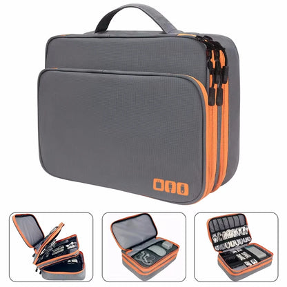 Multi Layer Cable Storage Bag, Electronic Accessories Organizer, Portable Travel Cable Organizer Case for iPad cable Charger.