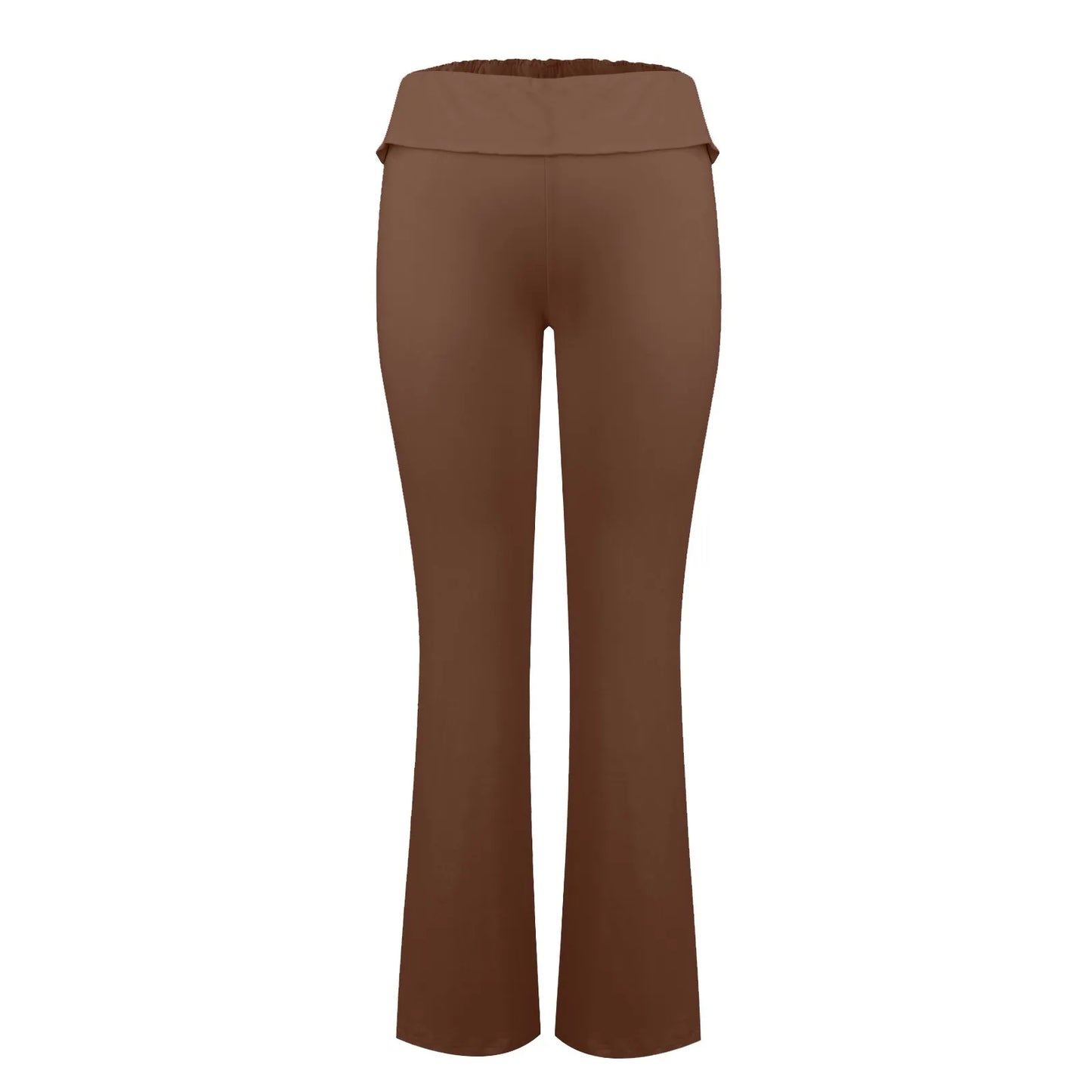 Damenmode, einfarbig, schmale Passform, schmale Reverse-Taille, niedrige Taille, elastische Taille, Schlaghose, Hose für Damen, Damenhose 2024.