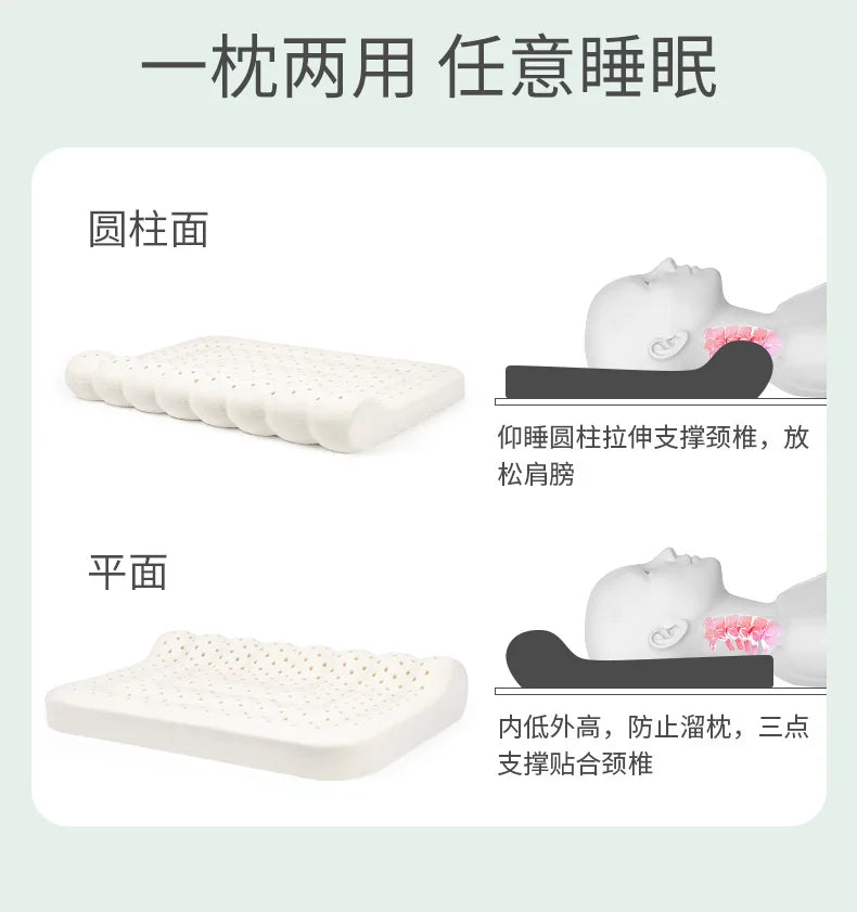 New Natural Latex Pillow with Organic Cotton Cover Standard Size Soft Pressure Relief Neck Pain Relief Bed Pillow for Side Queen.