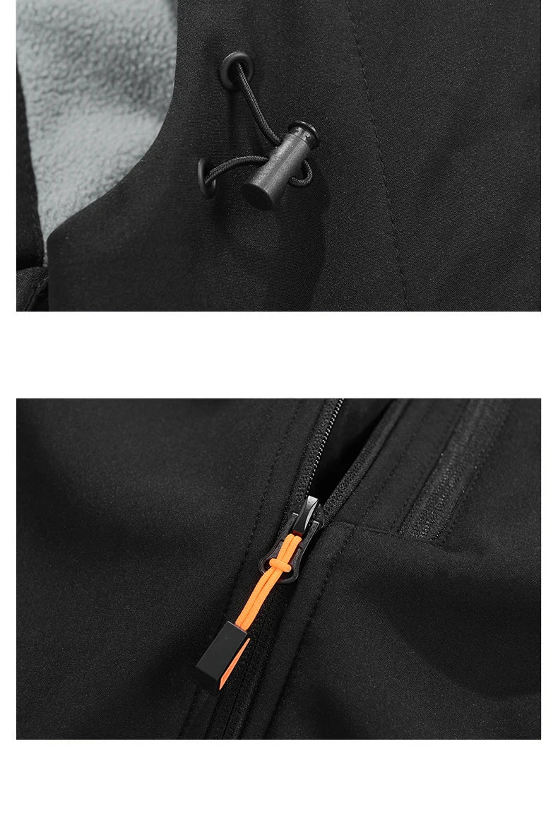 Jacket Coat Winter Soft Case Male Outdoor Sports Hooded Coat Multi-pocket Inside Fleece Casual Waterproof Windproof Sport Jacket.