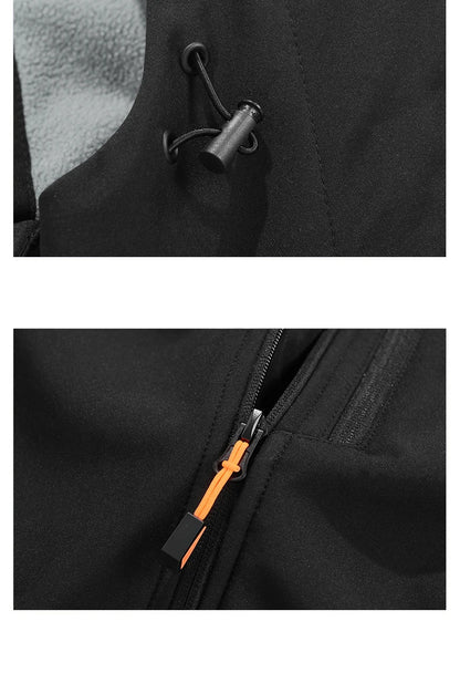 Jacket Coat Winter Soft Case Male Outdoor Sports Hooded Coat Multi-pocket Inside Fleece Casual Waterproof Windproof Sport Jacket.