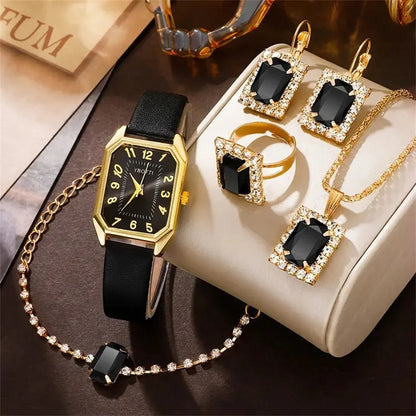 Luxury Fashion Square Women's Watches Brand Ladies Quartz Wristwatch Classic Simple Femme Blue Leather Band Relogio Feminino.