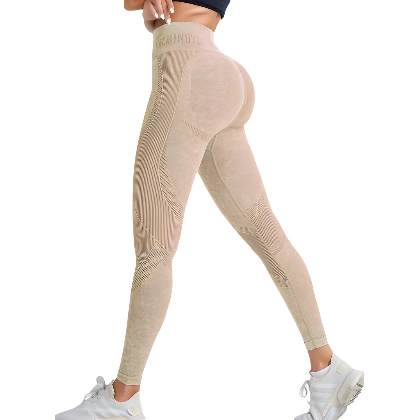 Women Seamless Gym High Waist Yoga Pants Hip Lifting Outdoor Sports Tight Waist Letter Sand Washed Pants Exercise Yoga Leggings