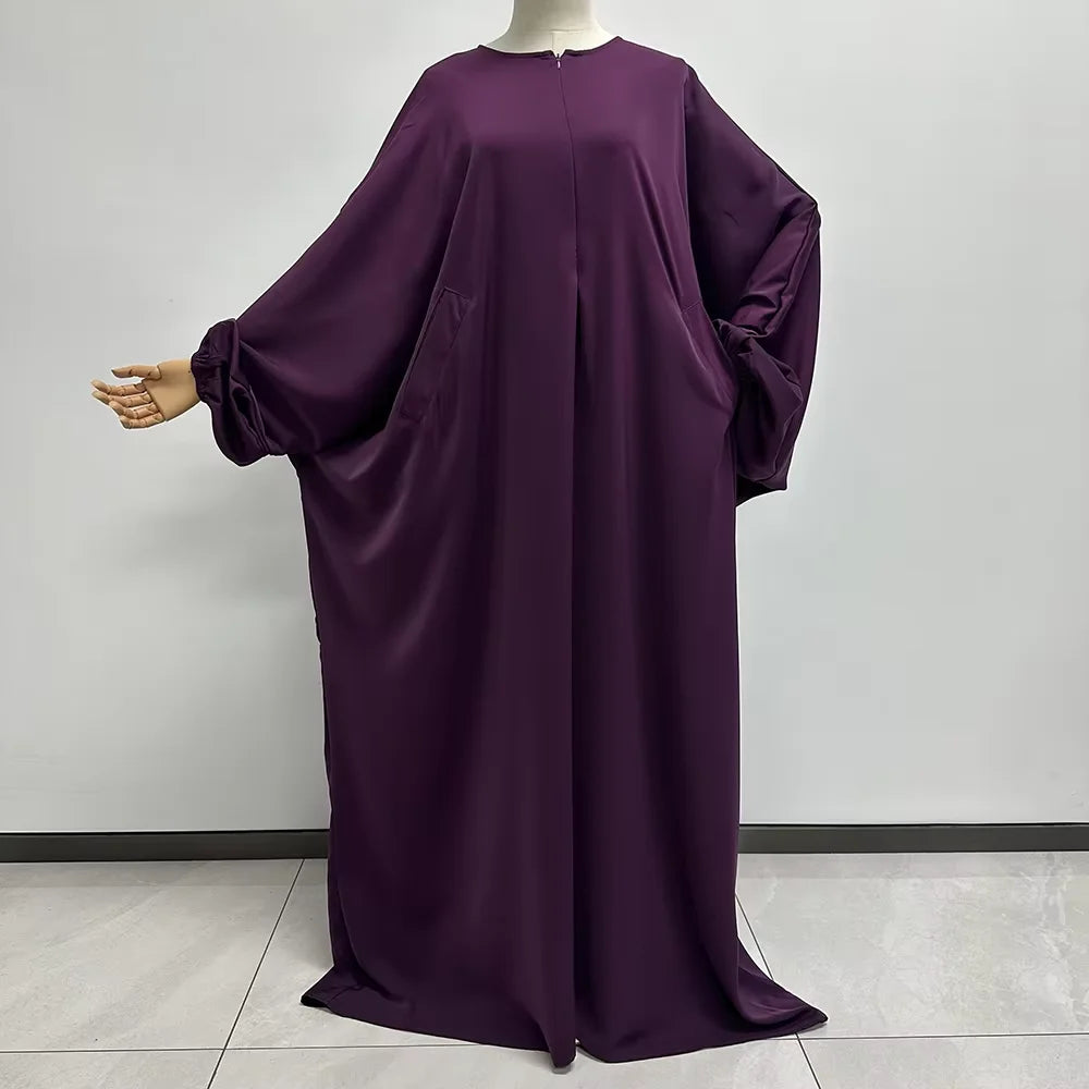 Butterfly Abaya with Pockets Front Zipper Breastfeeding Friendly Eid Ramadan Islamic Muslim Women Modest Dress Prayer Nida Abaya.