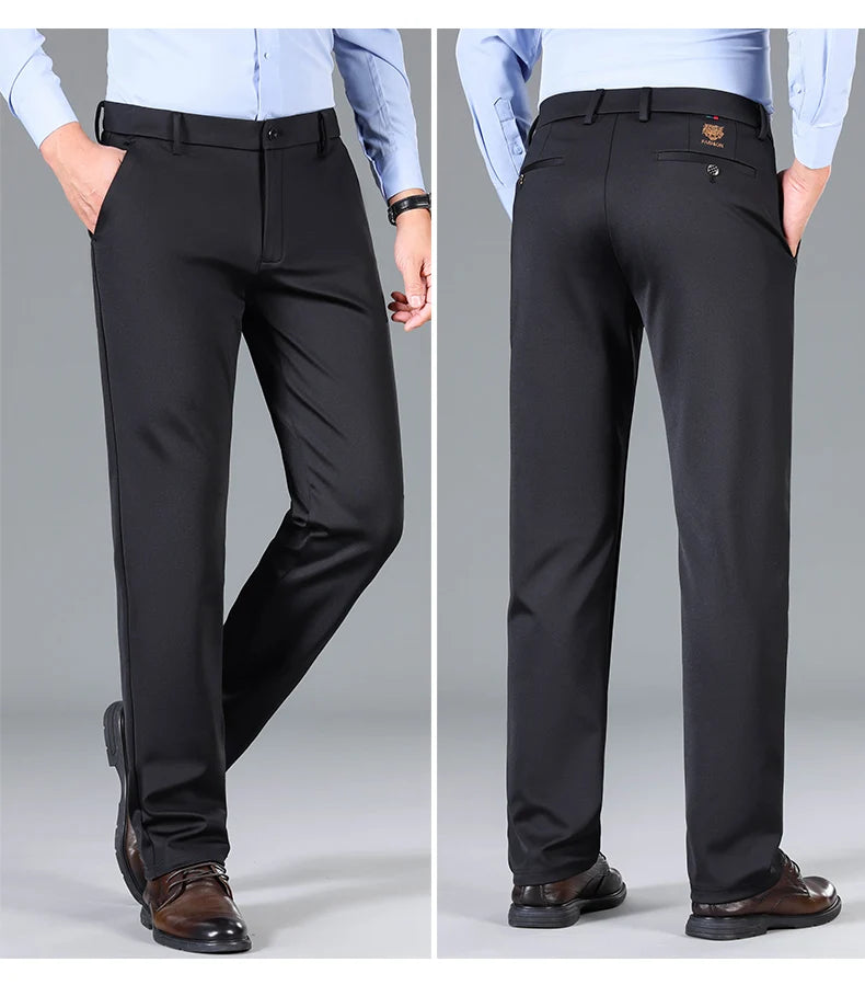 Winter Warm Fleece Thicken Suit Pants Men Straight Business Work Thick Flocking Plush Long Formal Trousers Male Plus Size 29-40.