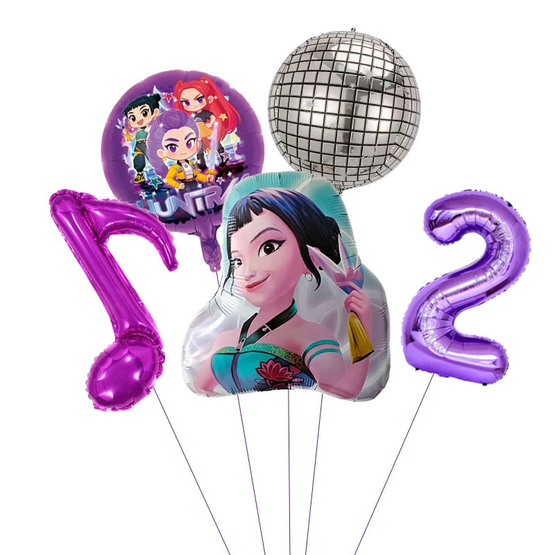 1 Set Kpop Dämonenjäger Thema Ballon Mädchen Alles Gute zum Geburtstag Party Dekoration Kinder Baby Dusche Geschenke Lieferungen