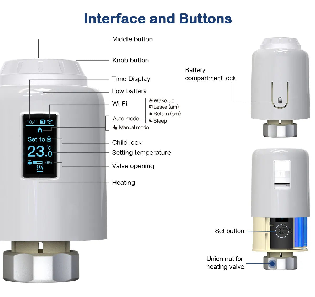 WiFi/Ble/Zigbee Tuya Smart TRV Radiator Actuator Valve Thermostatic Radiator Valve Temperature Controller Alexa Google Home
