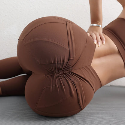 TRY TO BN Sports Stretch Leggings Fitness Yoga Pants Women Back Pockets High Waist Push Up Leggings Workout Running Gym Clothing.