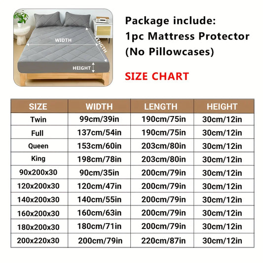 1pc Waterproof Soft Mattress Protector, Plaid Breathable Fitted Sheet with Elastic Band for Living Rome, Home Bed.