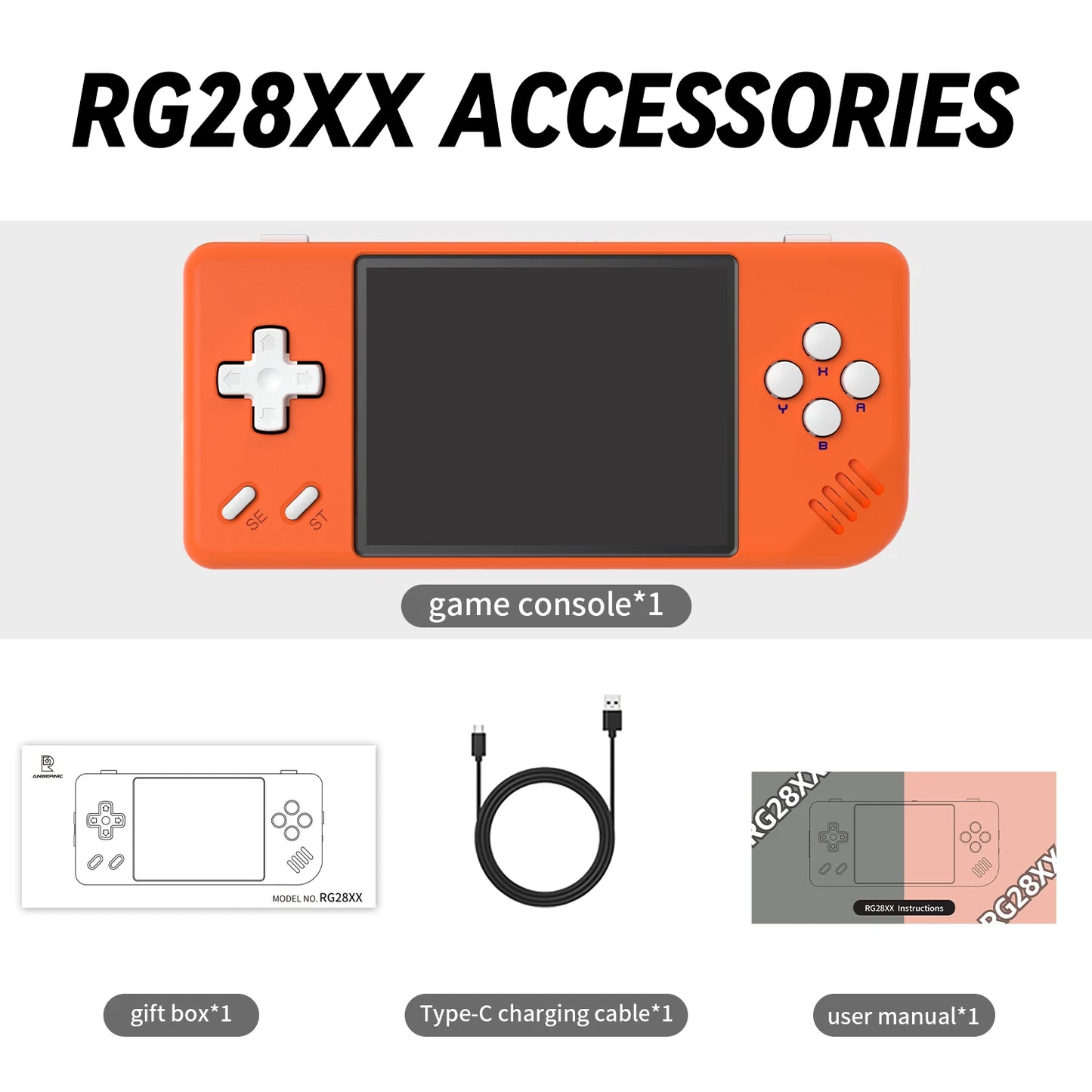 ANBERNIC RG28XX Handheld Game Console 2.83" Screen IPS Screen 64G Linux 5000+ Games Pre-installed H700 Quad-core ARM Cortex-A53.