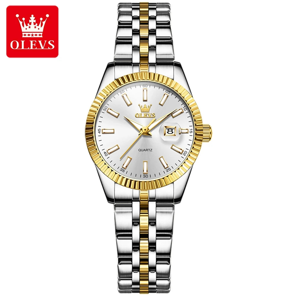 OLEVS 5593 Woman Watch Stainless Steel Waterproof Auto Date Elegant Ladies Wristwatch Luxury Original Quartz Watch for Women New.