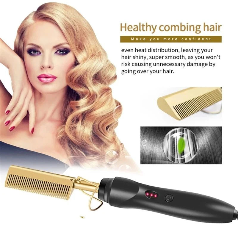 Hot Comb Straightener Electric Hair Straightener Portable Hot Comb Electric Hot Comb For Wigs.