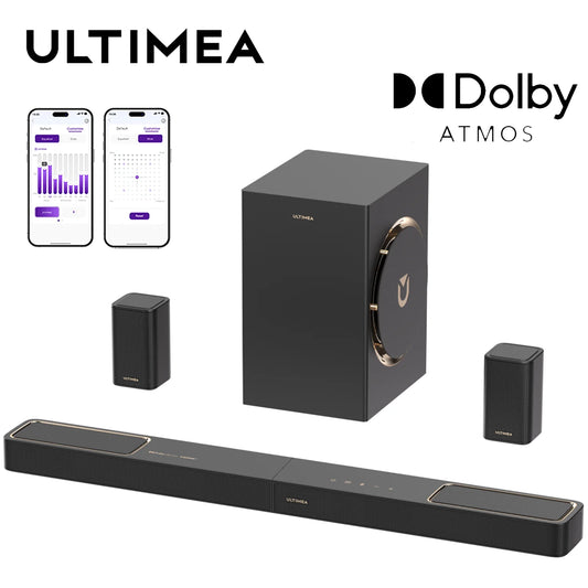 ULTIMEA 460W 5.1.2ch Sound Bar with Dolby Atmos, Surround Sound Home Theater System for TV with 2 Surround Speakers, APP Control.