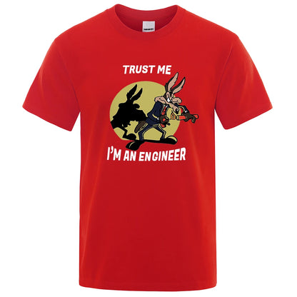 Trust Me Im An Engineer T Shirt For Men Pure Cotton Vintage T-Shirt Round Neck Engineering Tees Classic Man Clothes Oversized.