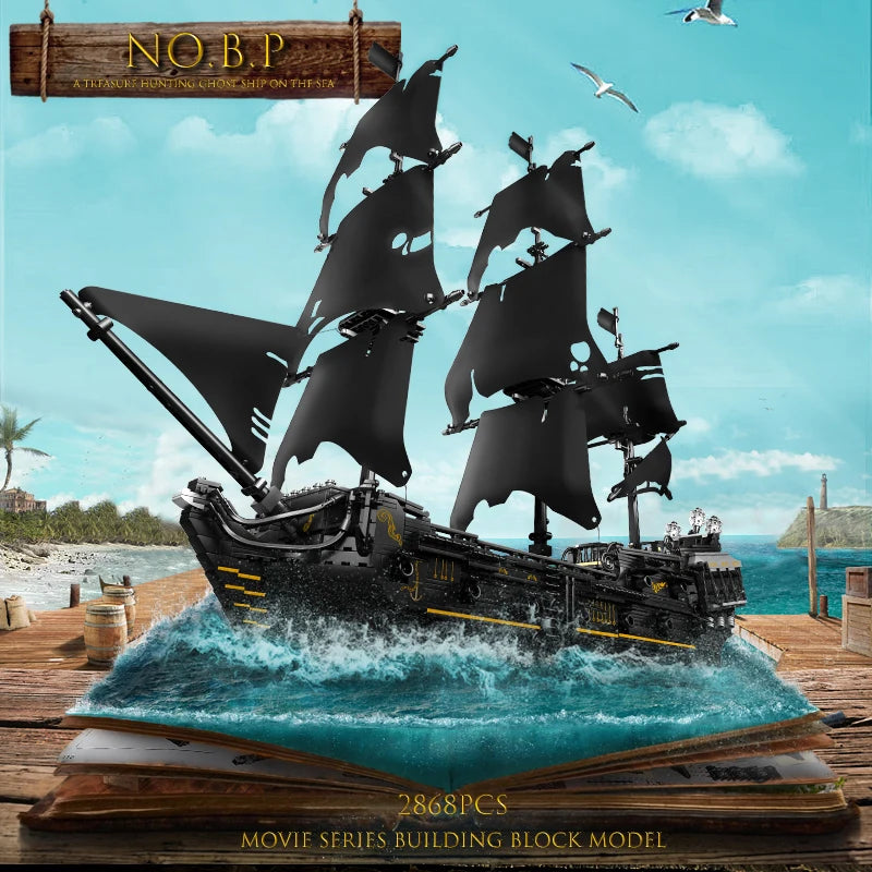Mould King 13111 13199 Movie Toys The MOC Black Pearl Pirate Ship Model Assembly 16006 Building Block Brick Kids Christmas Gifts.