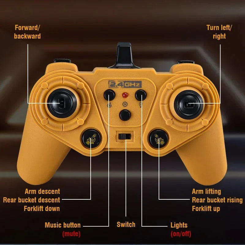 9Ch Rc Car 2.4G Remote Controlled Multi-Functional Dump Truck Bulldozer Excavator Engineering Vehicle Kids Toys for Boys Gifts.