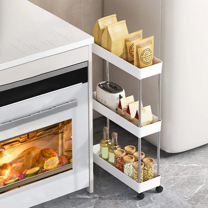 3/4 Etagen bewegliches Lücke-Aufbewahrungsregal, rollender Mehrzweckwagen, Aufbewahrungsregal, Küche, Badezimmer, schlankes Rutsche-Organizer-Regal, Wohnzimmer