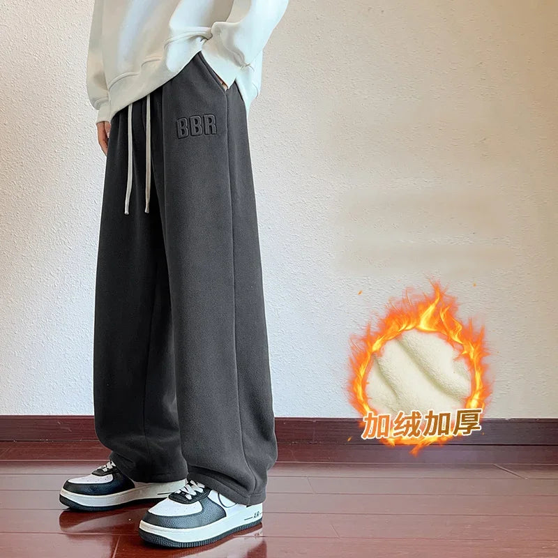 M-7XL Large Size Men's Down Pants Winter 2024 New Thick Lamb Down Casual Low-waist Cotton Pants Oversized Warm Straight Joggers