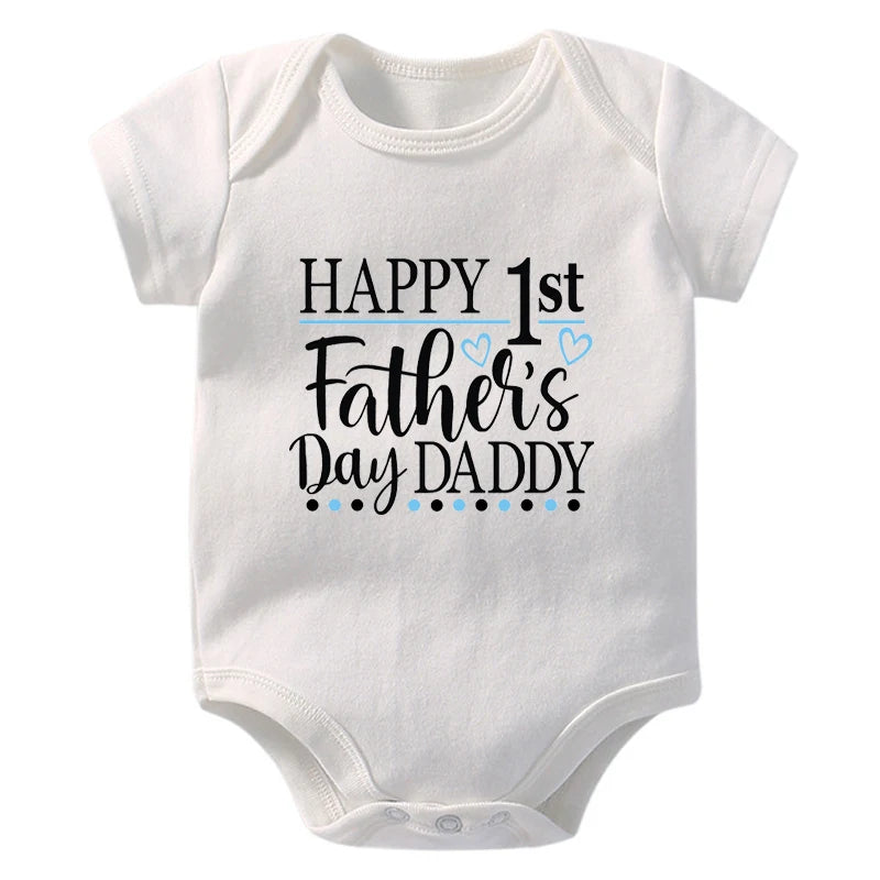 Happy 1st Vatertag Papa Druck neugeborenes Baby Jungen Mädchen Stram pler Kleidung Kleinkind Sommer Kurzarm Body Väter Tag Geschenke.